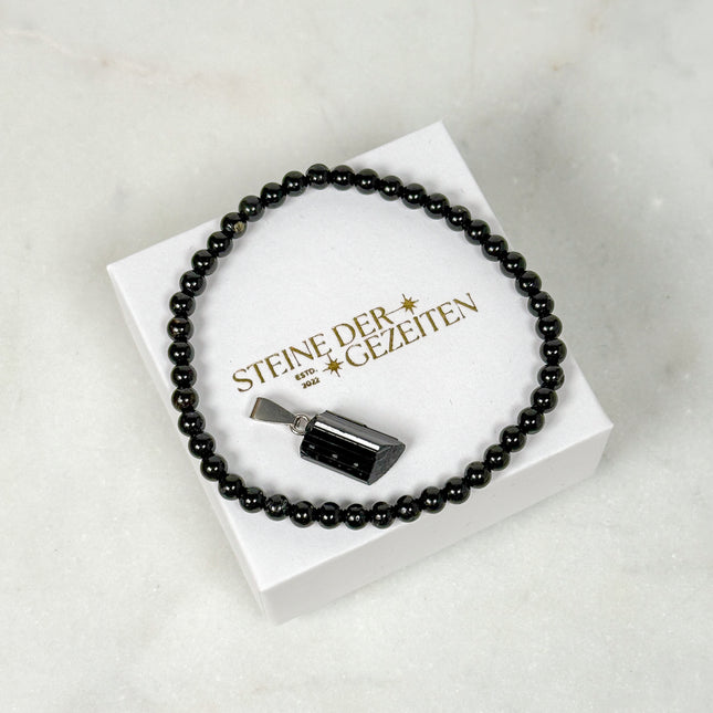 Turmalin Schörl Schmuck-Set - Armband & Anhänger