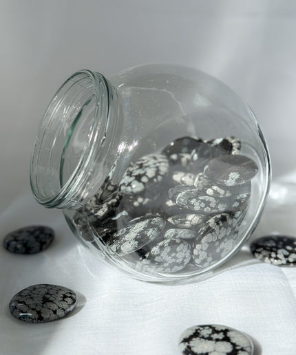 Obsidian (Schneeflockenobsidian) Scheibenstein