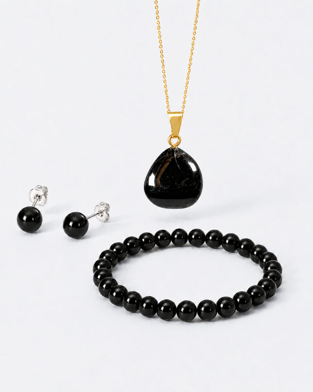 Turmalin Schörl Schmuck-Set