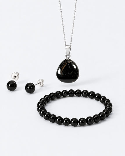 Turmalin Schörl Schmuck-Set