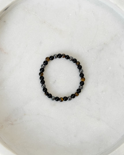 Tigerauge, Obsidian, Hämatit Perlenarmband (8mm Perlen)