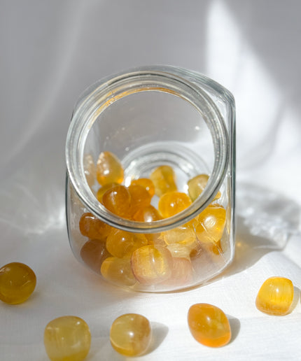 Fluorit (gelber Fluorit) Trommelstein