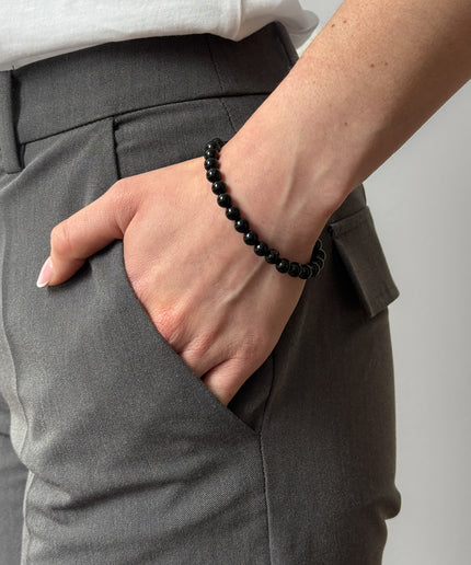 Turmalin Schörl - Perlenarmband (4-8mm Perlen)