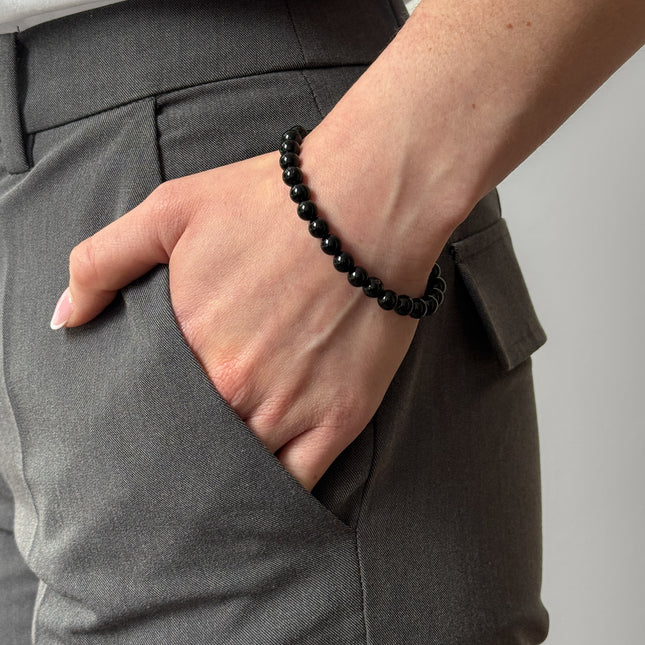 Turmalin Schörl - Perlenarmband (4-8mm Perlen)