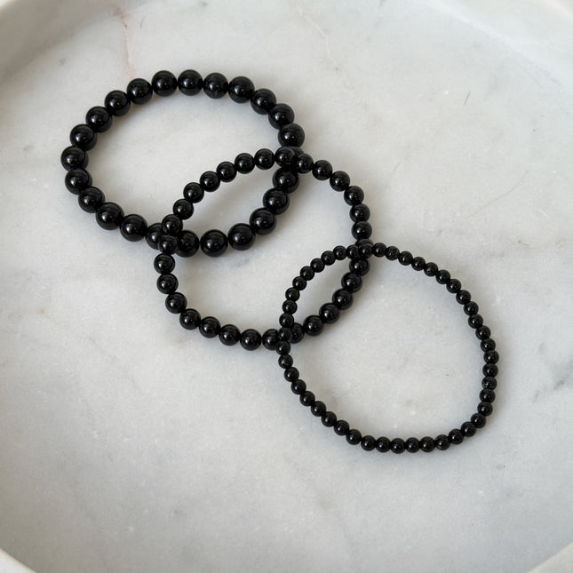 Turmalin Schörl Perlenarmband (4-6mm Perlen)