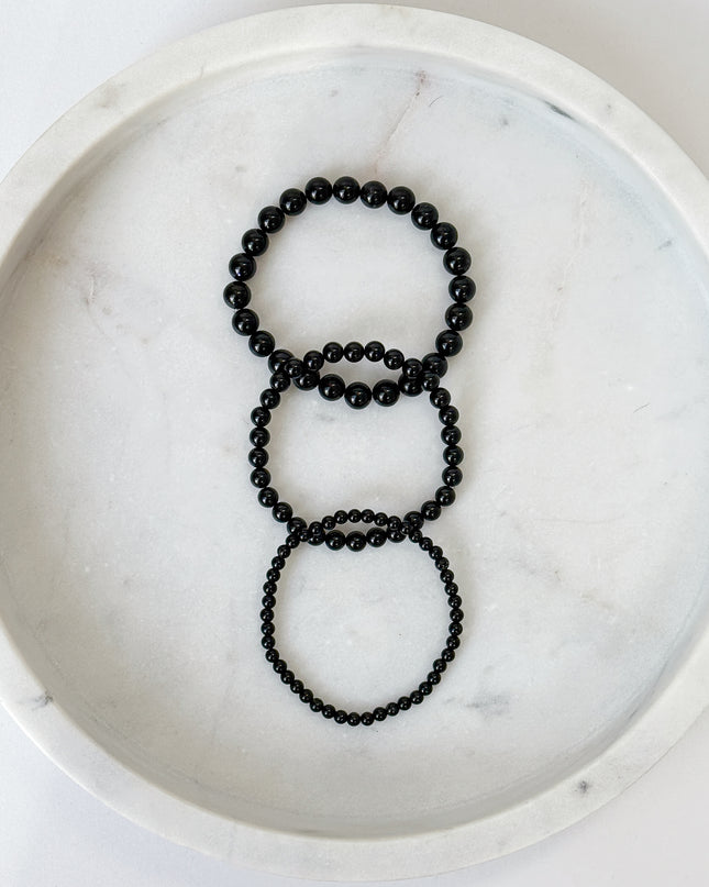 Turmalin Schörl Perlenarmband (4-8mm Perlen)