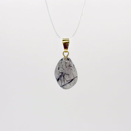 Turmalinquarz Anhänger - 925 Silber vergoldet