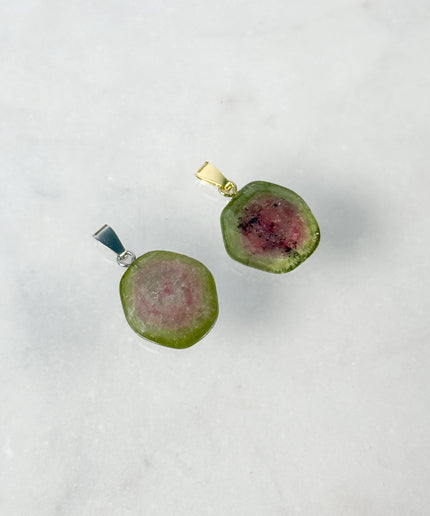 Wassermelonen-Turmalin - Kettenanhänger