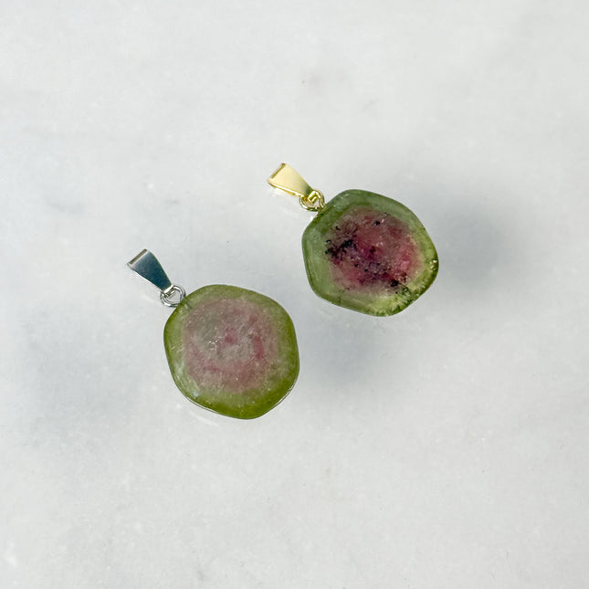 Wassermelonen-Turmalin - Kettenanhänger