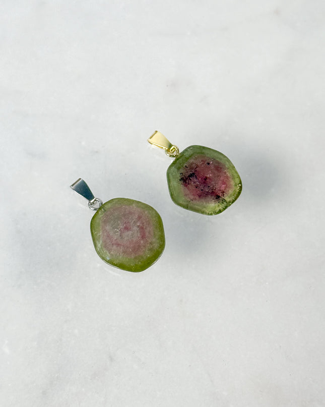 Wassermelonen-Turmalin - Kettenanhänger