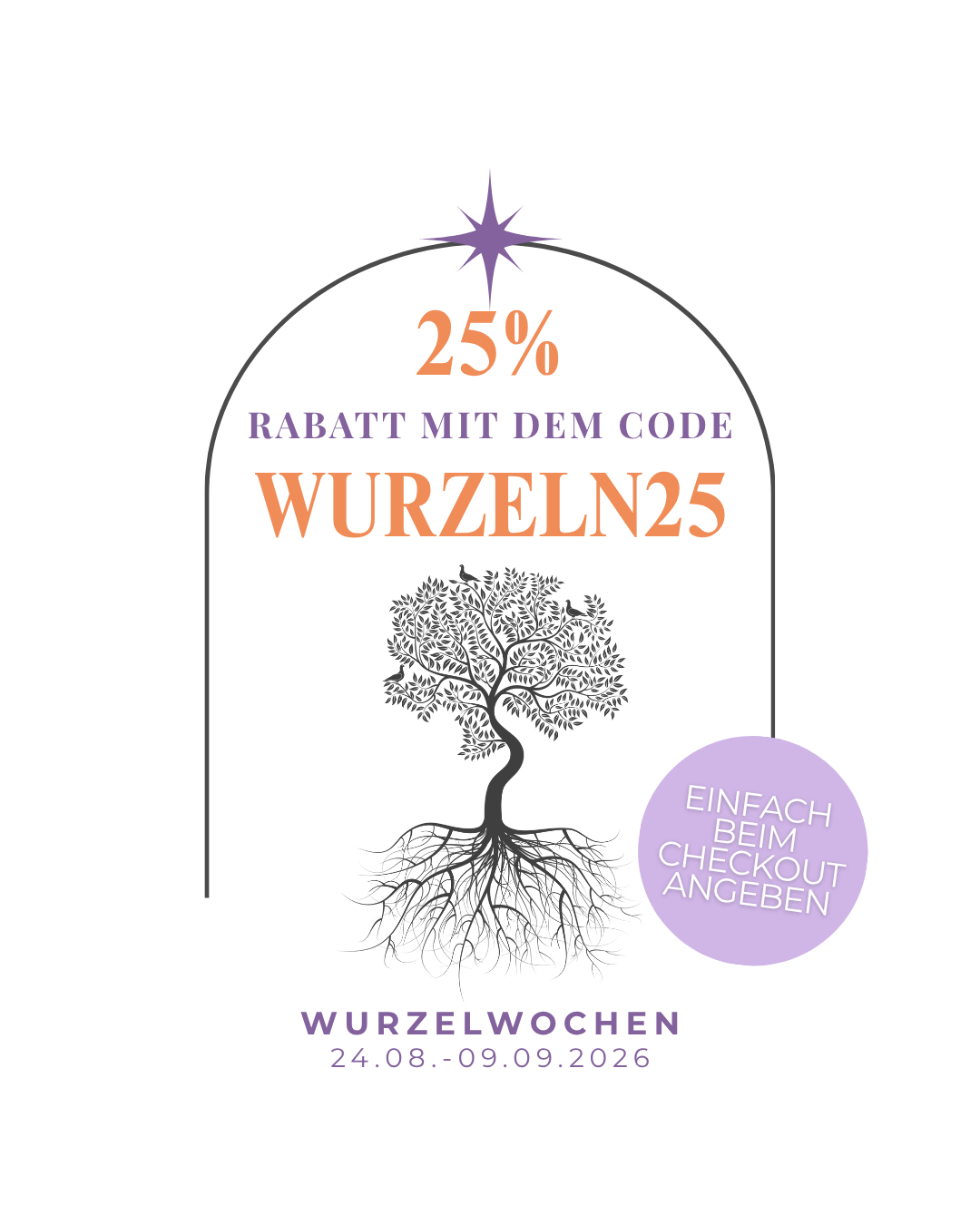 Wurzelwochen: 25 % Rabatt mit dem Code WURZELN25, gültig vom 24.08. bis 09.09.2026