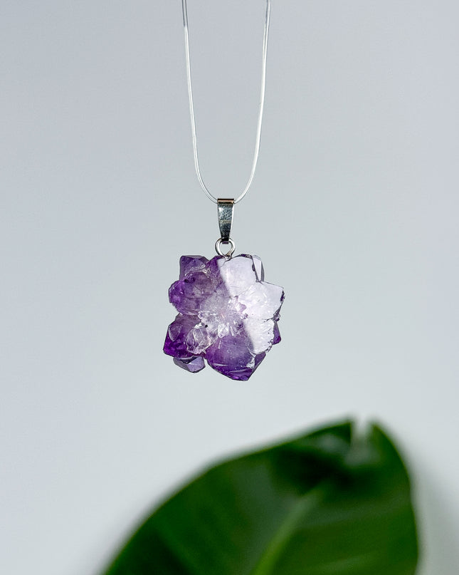 Amethyst Blume Anhänger - 925 Silber