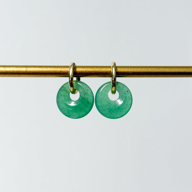 Aventurin Donut Ohrringe – mit Hoop in Silber oder Gold