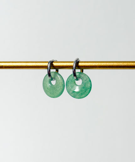 Aventurin Donut Ohrringe – mit Hoop in Silber oder Gold