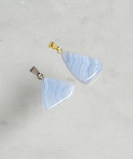 Blue Lace Agate (Blauer Chalcedon) Kettenanhänger
