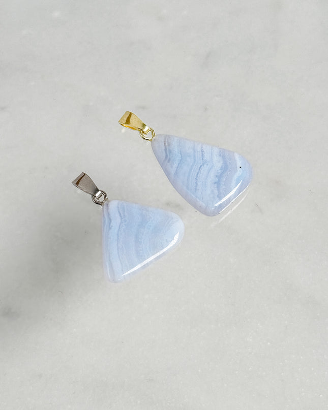 Blue Lace Agate (Blauer Chalcedon) Kettenanhänger