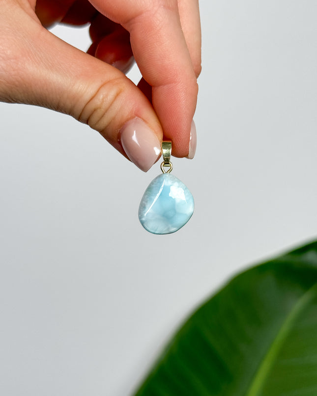 Larimar Anhänger - 925 Silber vergoldet