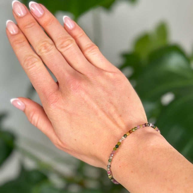 Turmalin bunt facettiert Perlenarmband - verstellbar