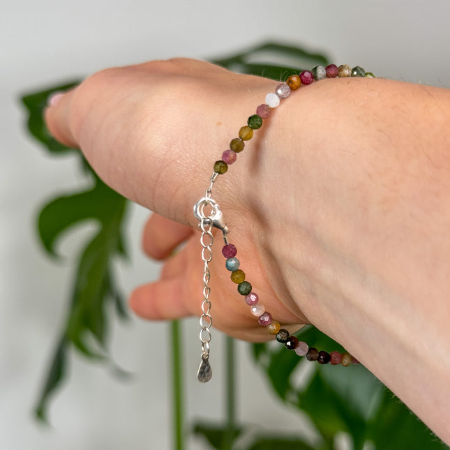 Turmalin bunt facettiert Perlenarmband - verstellbar