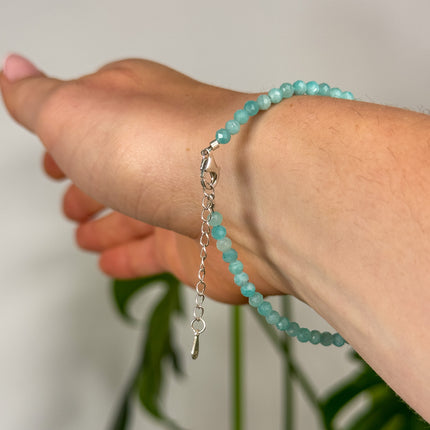Amazonit facettiert Perlenarmband - verstellbar
