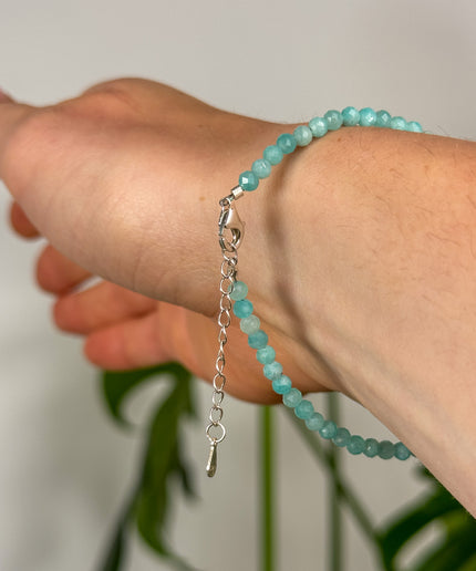 Amazonit facettiert Perlenarmband - verstellbar